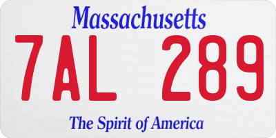 MA license plate 7AL289