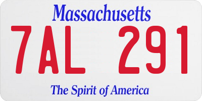 MA license plate 7AL291