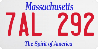 MA license plate 7AL292