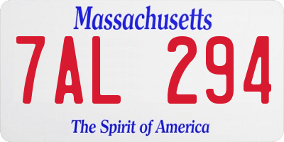 MA license plate 7AL294