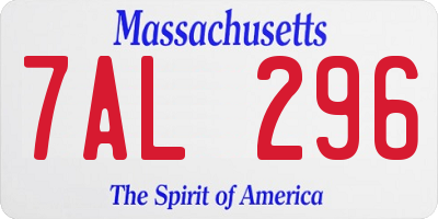 MA license plate 7AL296