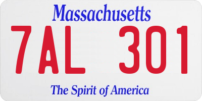 MA license plate 7AL301