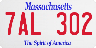 MA license plate 7AL302