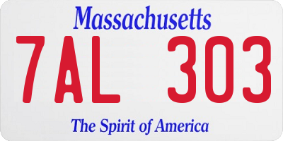 MA license plate 7AL303