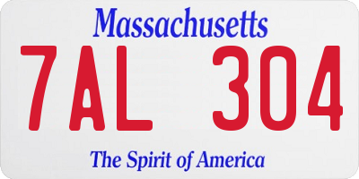 MA license plate 7AL304