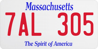 MA license plate 7AL305