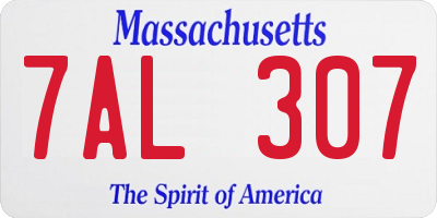 MA license plate 7AL307