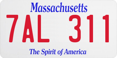 MA license plate 7AL311