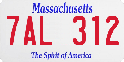 MA license plate 7AL312