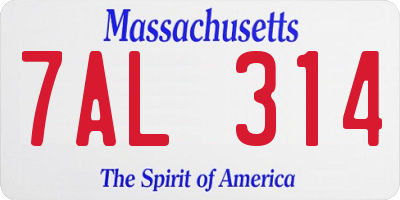 MA license plate 7AL314