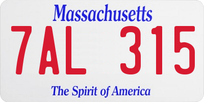 MA license plate 7AL315