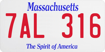 MA license plate 7AL316