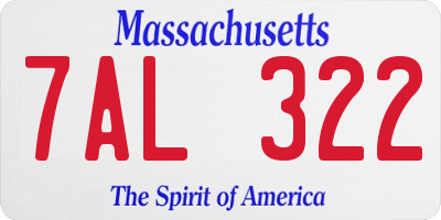 MA license plate 7AL322