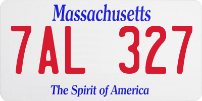 MA license plate 7AL327