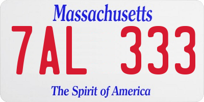 MA license plate 7AL333