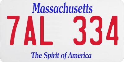 MA license plate 7AL334