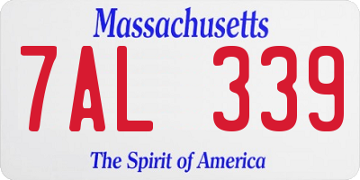 MA license plate 7AL339