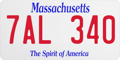 MA license plate 7AL340