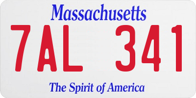 MA license plate 7AL341