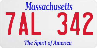 MA license plate 7AL342