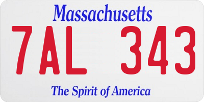 MA license plate 7AL343