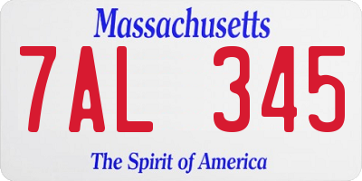 MA license plate 7AL345