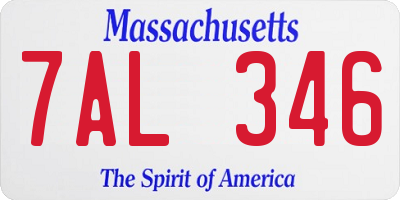 MA license plate 7AL346