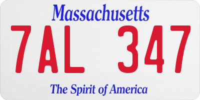 MA license plate 7AL347