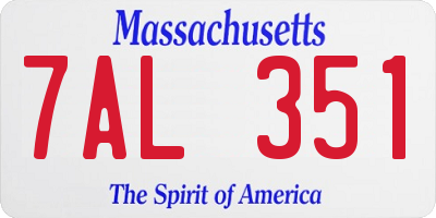 MA license plate 7AL351
