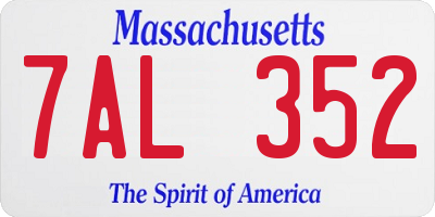 MA license plate 7AL352