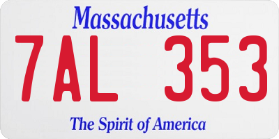 MA license plate 7AL353