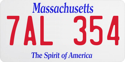 MA license plate 7AL354