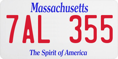 MA license plate 7AL355