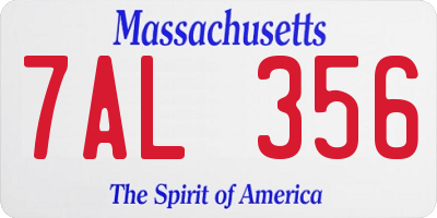 MA license plate 7AL356