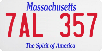 MA license plate 7AL357