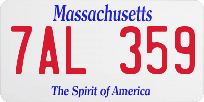 MA license plate 7AL359