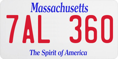 MA license plate 7AL360