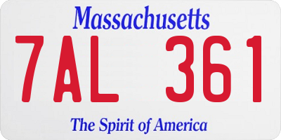 MA license plate 7AL361