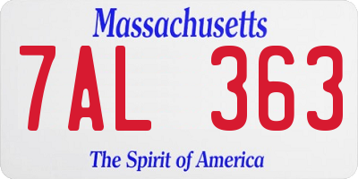MA license plate 7AL363