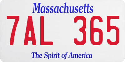 MA license plate 7AL365