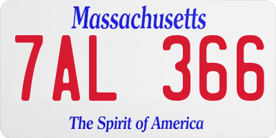 MA license plate 7AL366