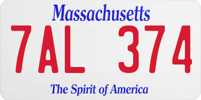 MA license plate 7AL374