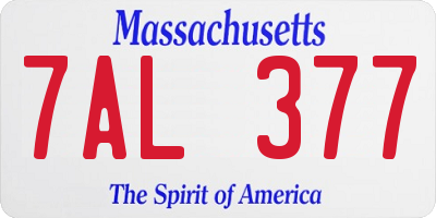 MA license plate 7AL377