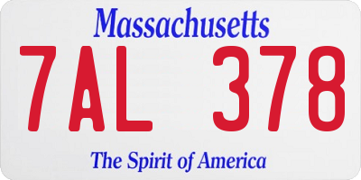 MA license plate 7AL378