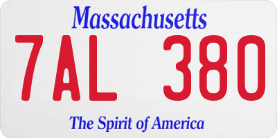 MA license plate 7AL380