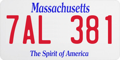 MA license plate 7AL381