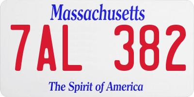 MA license plate 7AL382