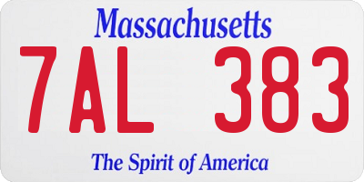 MA license plate 7AL383