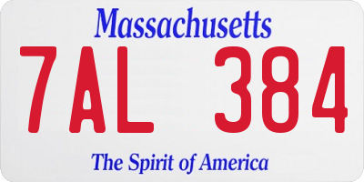 MA license plate 7AL384