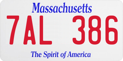 MA license plate 7AL386